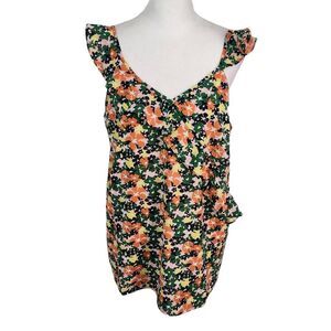 Du Jour Floral Blouse NWOT Size Medium Ruffle Floral Tank